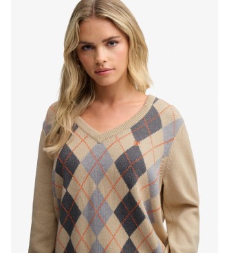 Superdry Pull Argyle beige