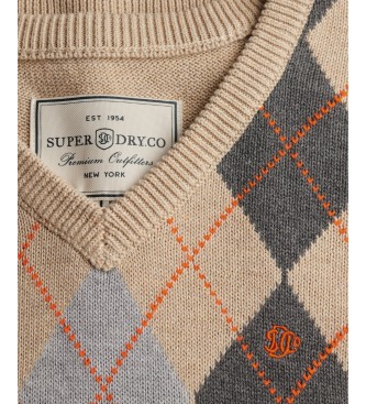 Superdry Pull Argyle beige
