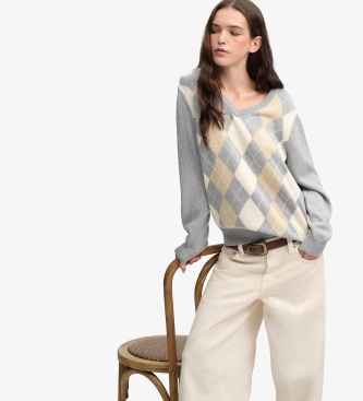 Superdry Szary sweter Argyle
