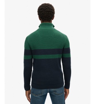 Superdry Pull demi-zip Cotton Classics Stripe vert, marine