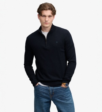 Superdry Maglia con mezza zip Wool Blend blu marino