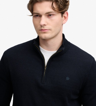 Superdry Maglia con mezza zip Wool Blend blu marino