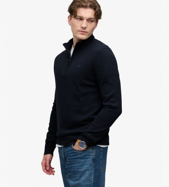 Superdry Maglia con mezza zip Wool Blend blu marino