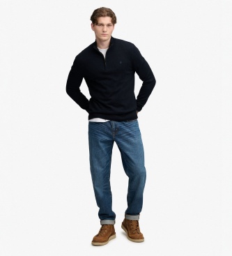 Superdry Maglia con mezza zip Wool Blend blu marino
