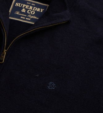 Superdry Maglia con mezza zip Wool Blend blu marino