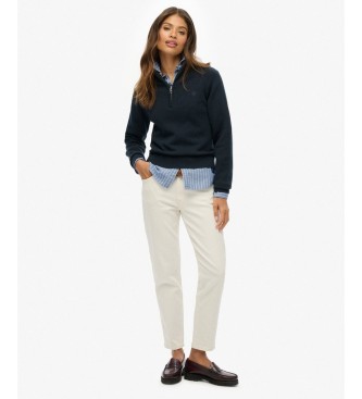Superdry Jersey con media cremallera Essentials Slim Half marino