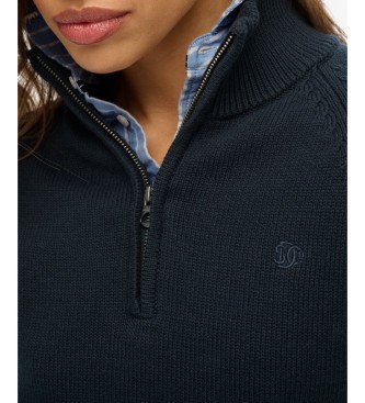Superdry Jersey con media cremallera Essentials Slim Half marino