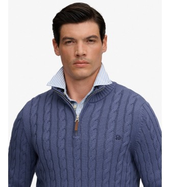 Superdry Preppy Cable Half Zip Sweater in blue