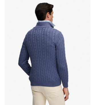 Superdry Preppy Cable Half Zip Sweater in blue