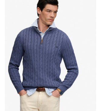 Superdry Preppy Cable Half Zip Sweater in blue
