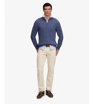 Superdry Preppy Cable Half Zip Sweater in blue