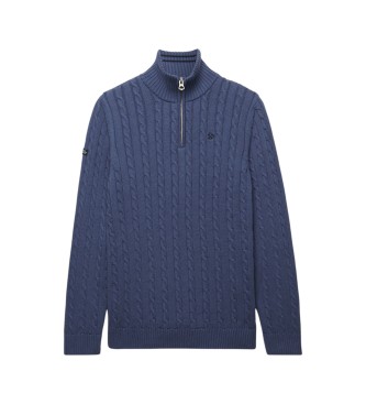 Superdry Preppy Cable Half Zip Sweater in blue