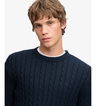 Superdry Jersey en coton torsadé marine