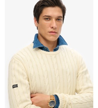Superdry Jersey Cotton Classic Cable blanco crema