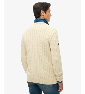 Superdry Jersey Cotton Classic Cable blanco crema