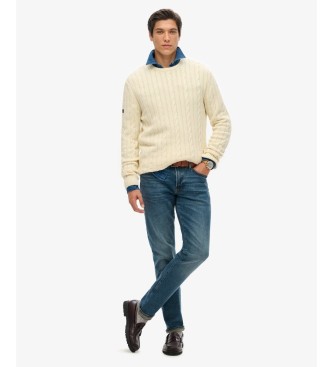 Superdry Jersey Cotton Classic Cable blanco crema