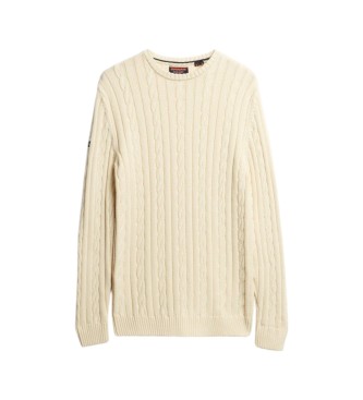 Superdry Jersey Cotton Classic Cable blanco crema