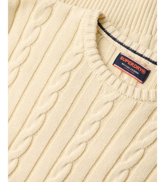 Superdry Jersey Cotton Classic Cable blanco crema