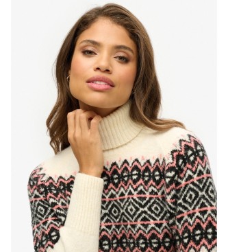 Superdry Rollkragenpullover mit Fairisle-Muster in Beige