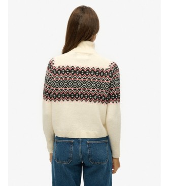 Superdry Rollkragenpullover mit Fairisle-Muster in Beige