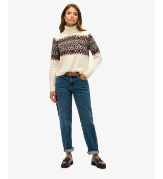 Superdry Rollkragenpullover mit Fairisle-Muster in Beige