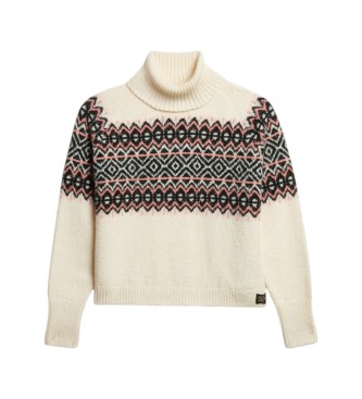 Superdry Rollkragenpullover mit Fairisle-Muster in Beige