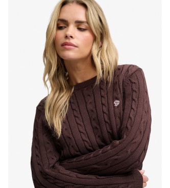 Superdry Jersey Essentials Cable marrón