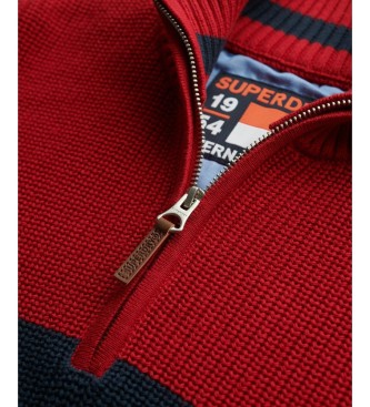 Superdry Maglia Henley Cotton Classics a righe rossa, blu navy