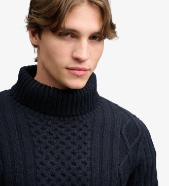 Superdry Camisola Jacob Cable Roll azul-marinho