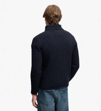 Superdry Camisola Jacob Cable Roll azul-marinho