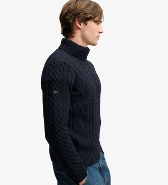 Superdry Camisola Jacob Cable Roll azul-marinho