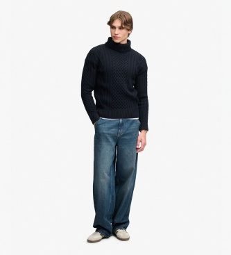 Superdry Camisola Jacob Cable Roll azul-marinho