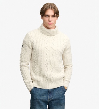 Superdry Camisola Jacob de Malha Trançada bege