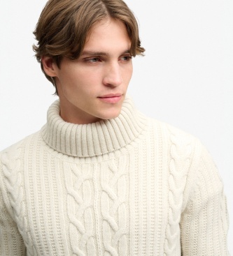 Superdry Camisola Jacob de Malha Trançada bege