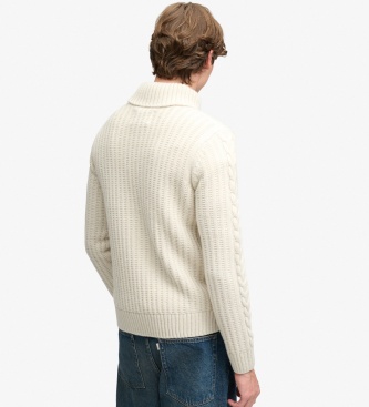 Superdry Camisola Jacob de Malha Trançada bege