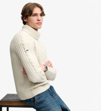 Superdry Camisola Jacob de Malha Trançada bege