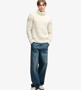 Superdry Camisola Jacob de Malha Trançada bege