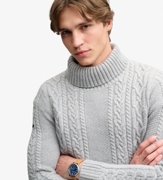 Superdry Gray Jacob Cable Roll Sweater