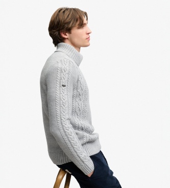 Superdry Gray Jacob Cable Roll Sweater