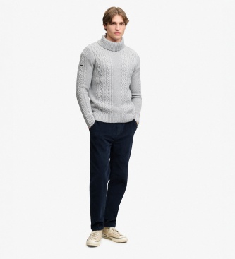 Superdry Gray Jacob Cable Roll Sweater