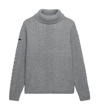 Superdry Gray Jacob Cable Roll Sweater