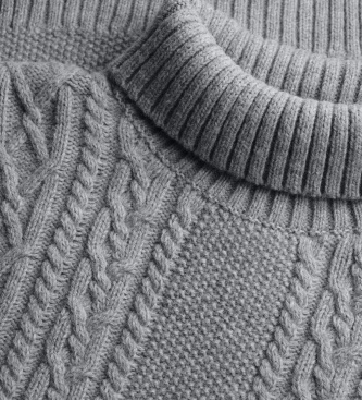 Superdry Gray Jacob Cable Roll Sweater