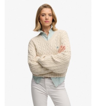 Superdry Pull oversize à torsades beige