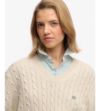 Superdry Pull oversize à torsades beige