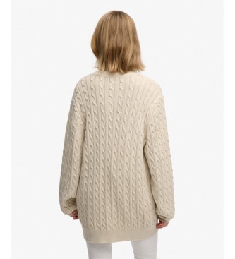 Superdry Pull oversize à torsades beige