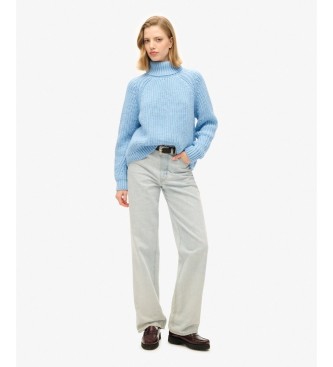 Superdry Jersey Slouchy Stitch cuello vuelto azul
