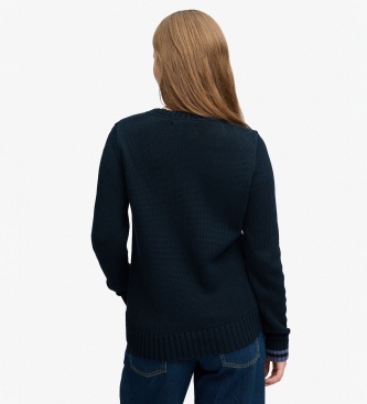 Superdry Sweter ze wzorem warkoczowym w kolorze granatowym