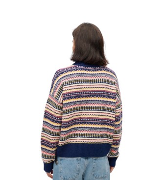 Superdry Marineblauer Pullover mit strukturiertem Streifenmuster
