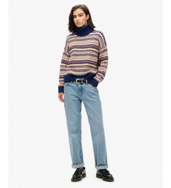 Superdry Marineblauer Pullover mit strukturiertem Streifenmuster