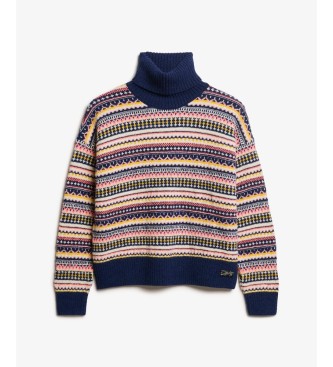 Superdry Marineblauer Pullover mit strukturiertem Streifenmuster